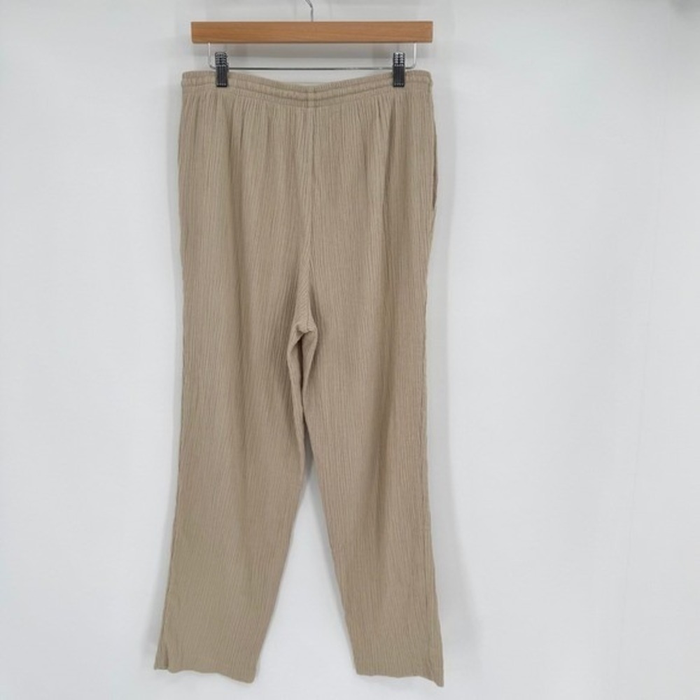 Alfred Dunner Vtg Beige Crepe/Ribbed Textured Drawstring Pants Women's - Picture 4 of 8